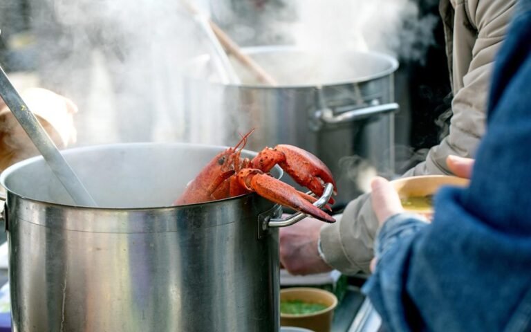 lobster in a pot of boiling water