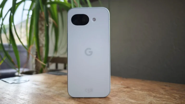 Render of the Google Pixel 11a showing its slim camera oval and Orchid colour finish